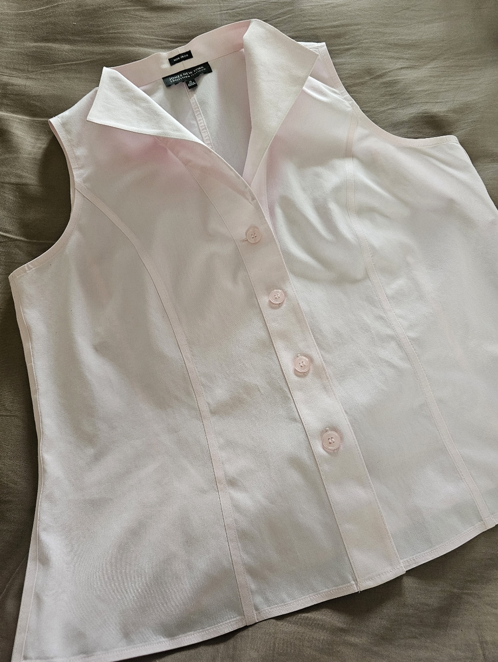 Pink 100% Cotton Top Sleeveless Button Down Shell Size M Jones New York
